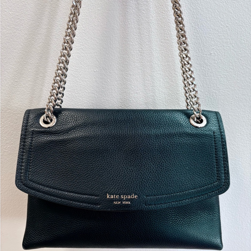 kate spade Black Pebbled Leather Chain Shoulder Bag